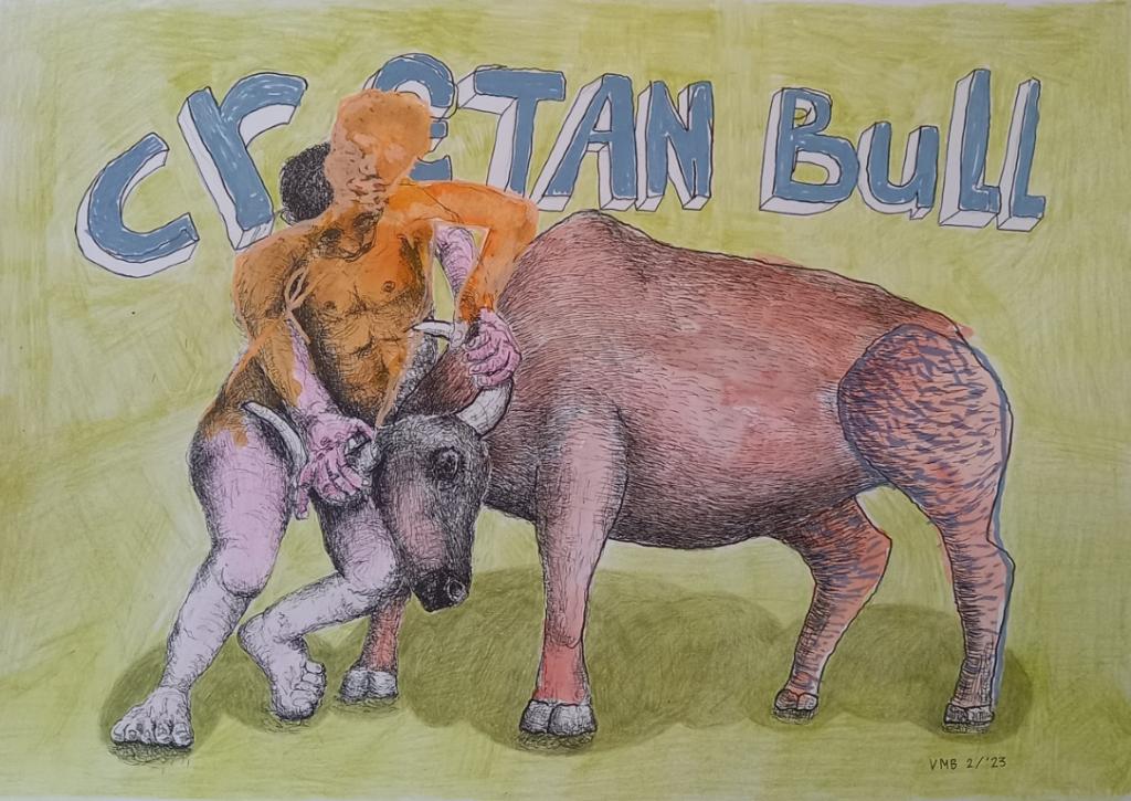 tekening Cretan bull